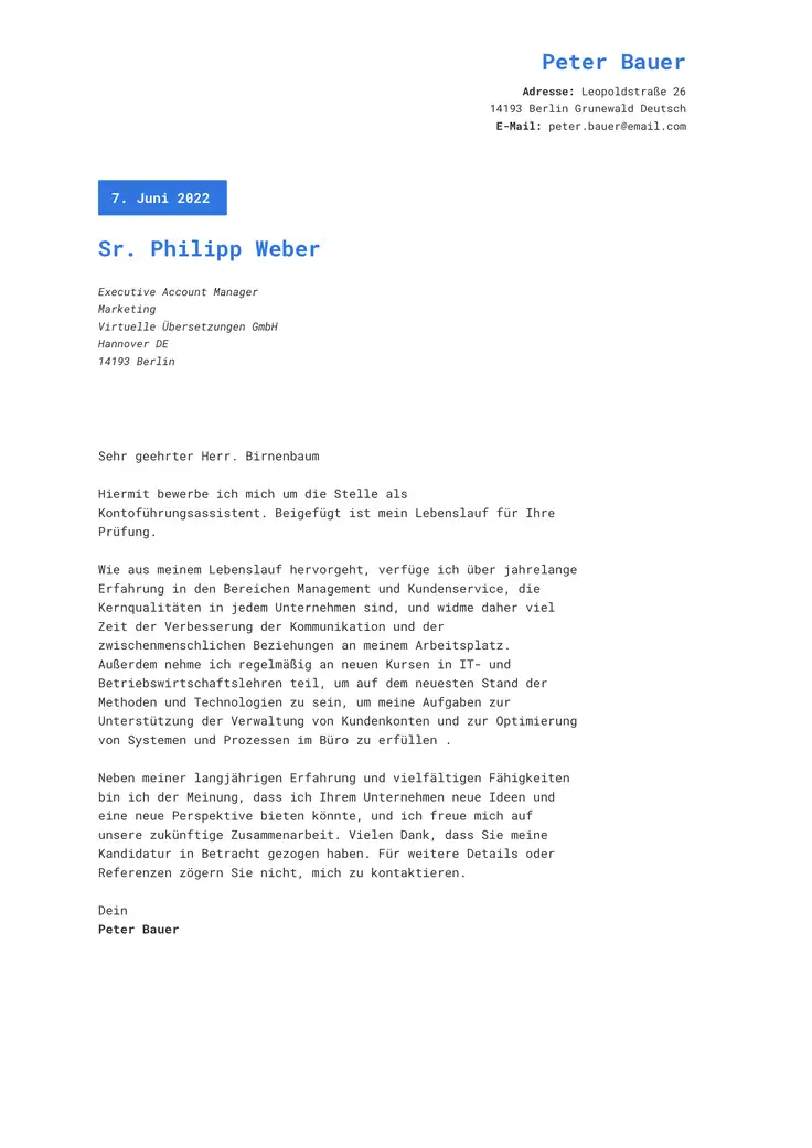 CV template Weltoffen
