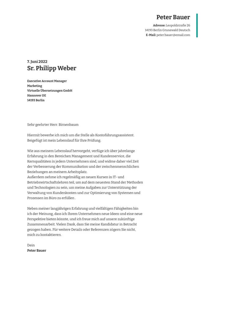 CV template Führungskräfte Grün