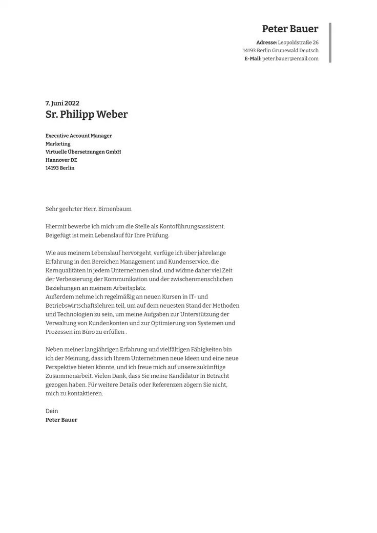 CV template Führungskräfte Grau