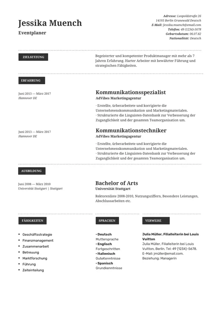 CV template Auckland