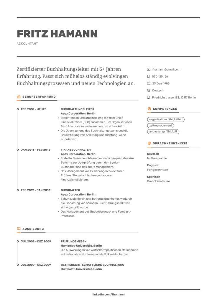 CV template Barcelona