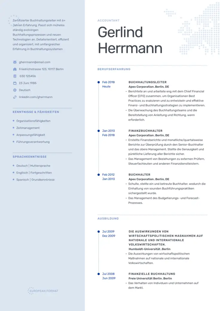 CV template European 2023