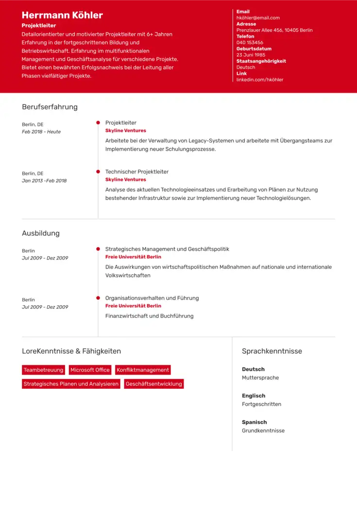 CV template Haiphong