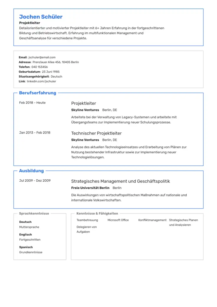 CV template Illinois