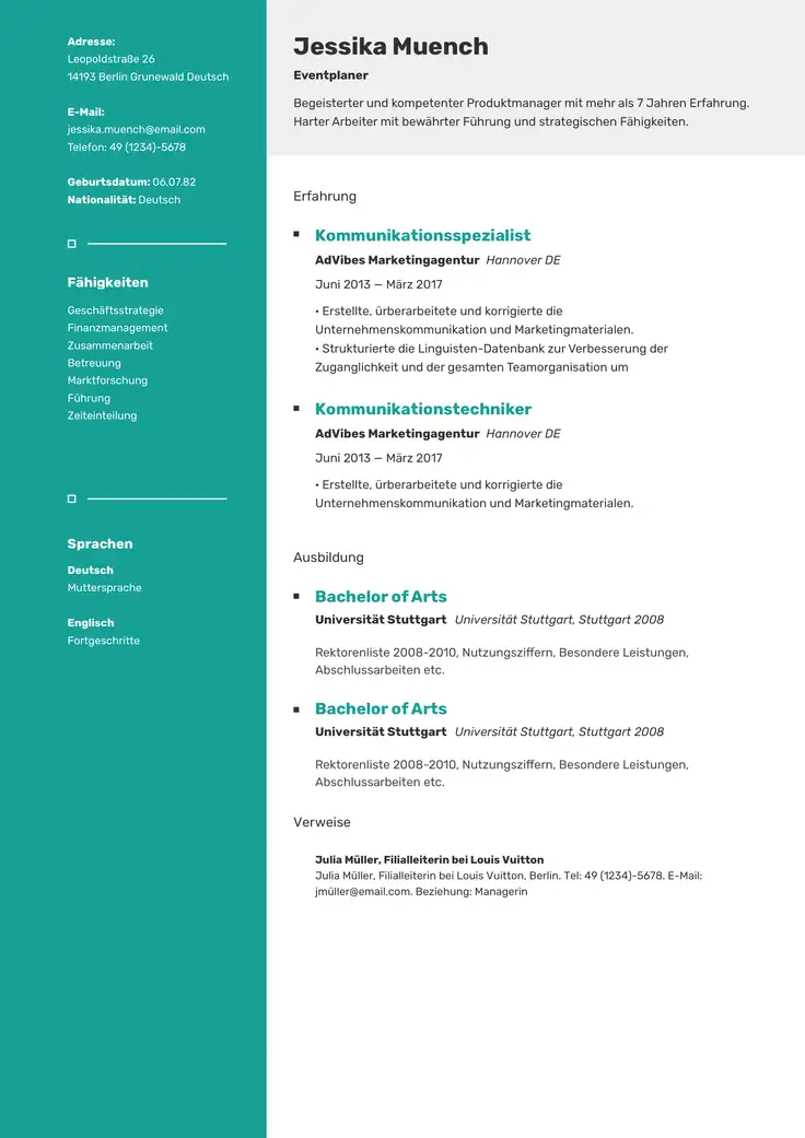 CV template Montevideo