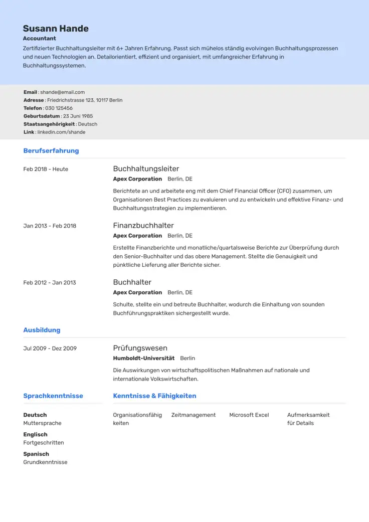 CV template Omsk