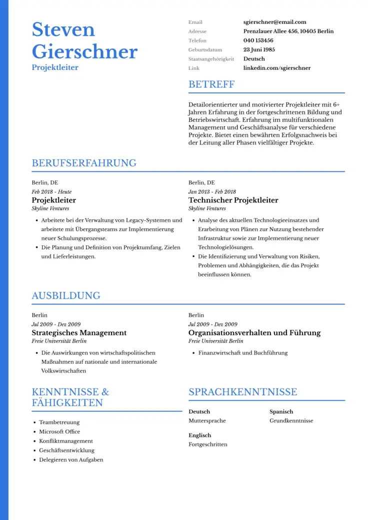 CV template Prag