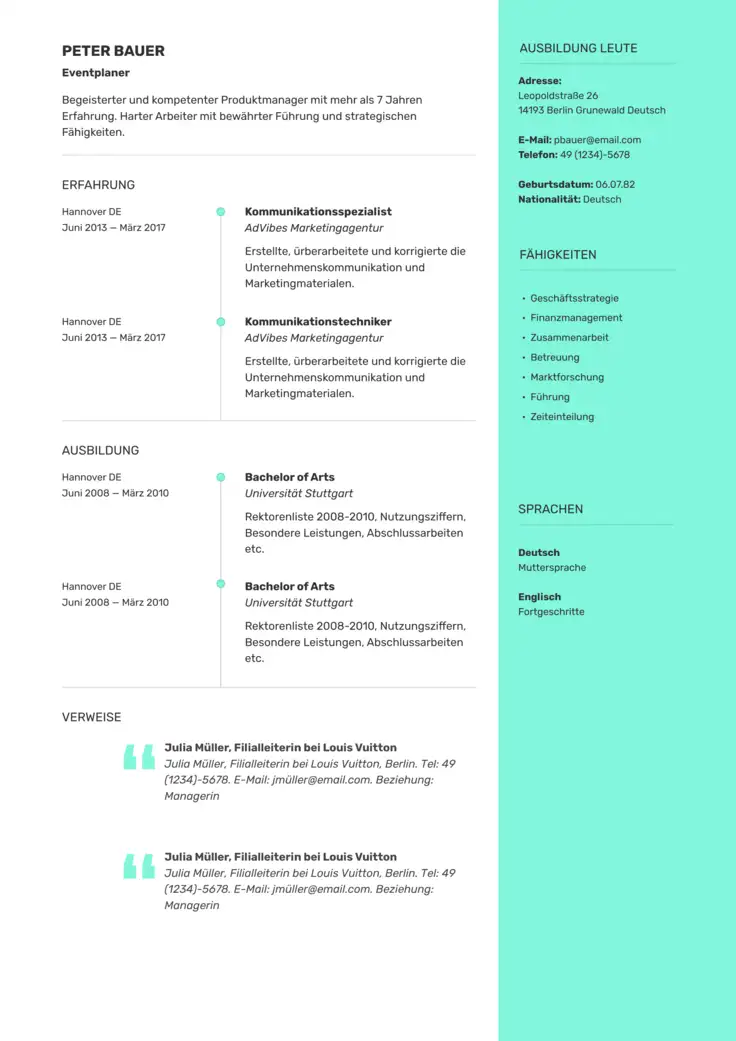 CV template Québec