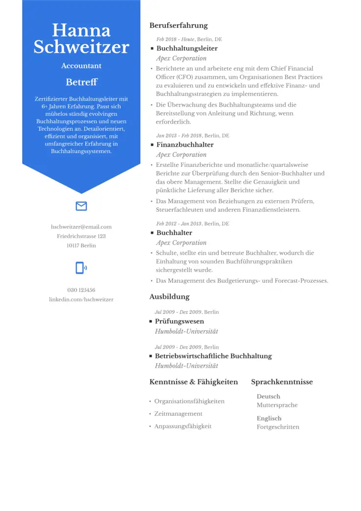 CV template San Francisco