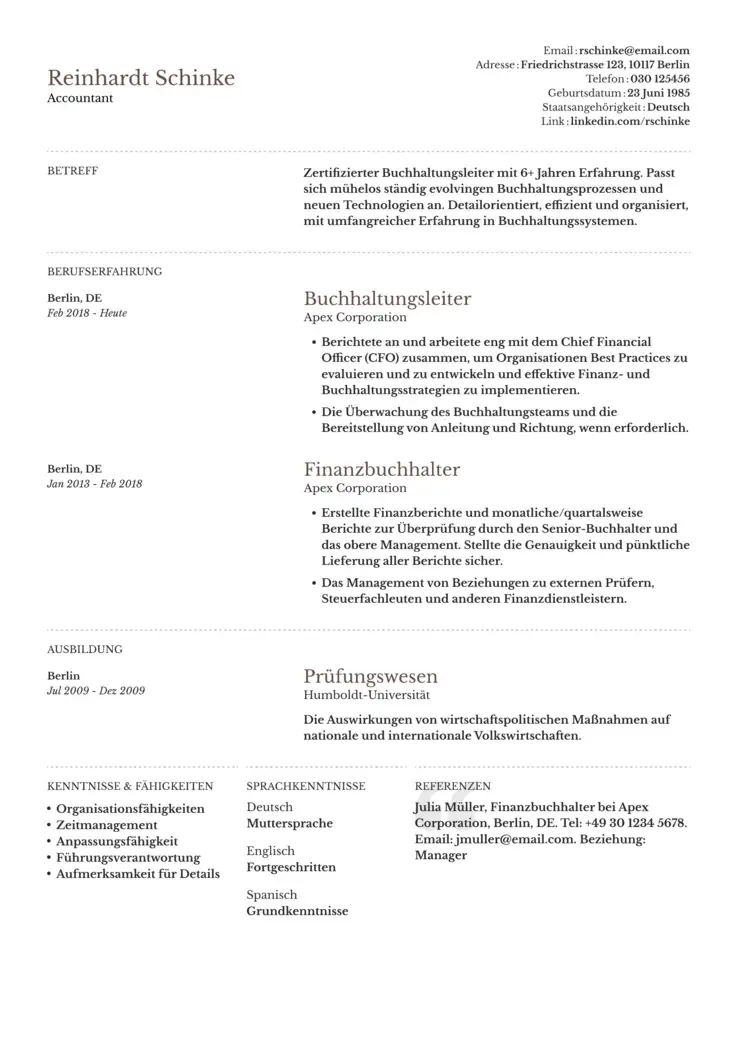 CV template Toronto