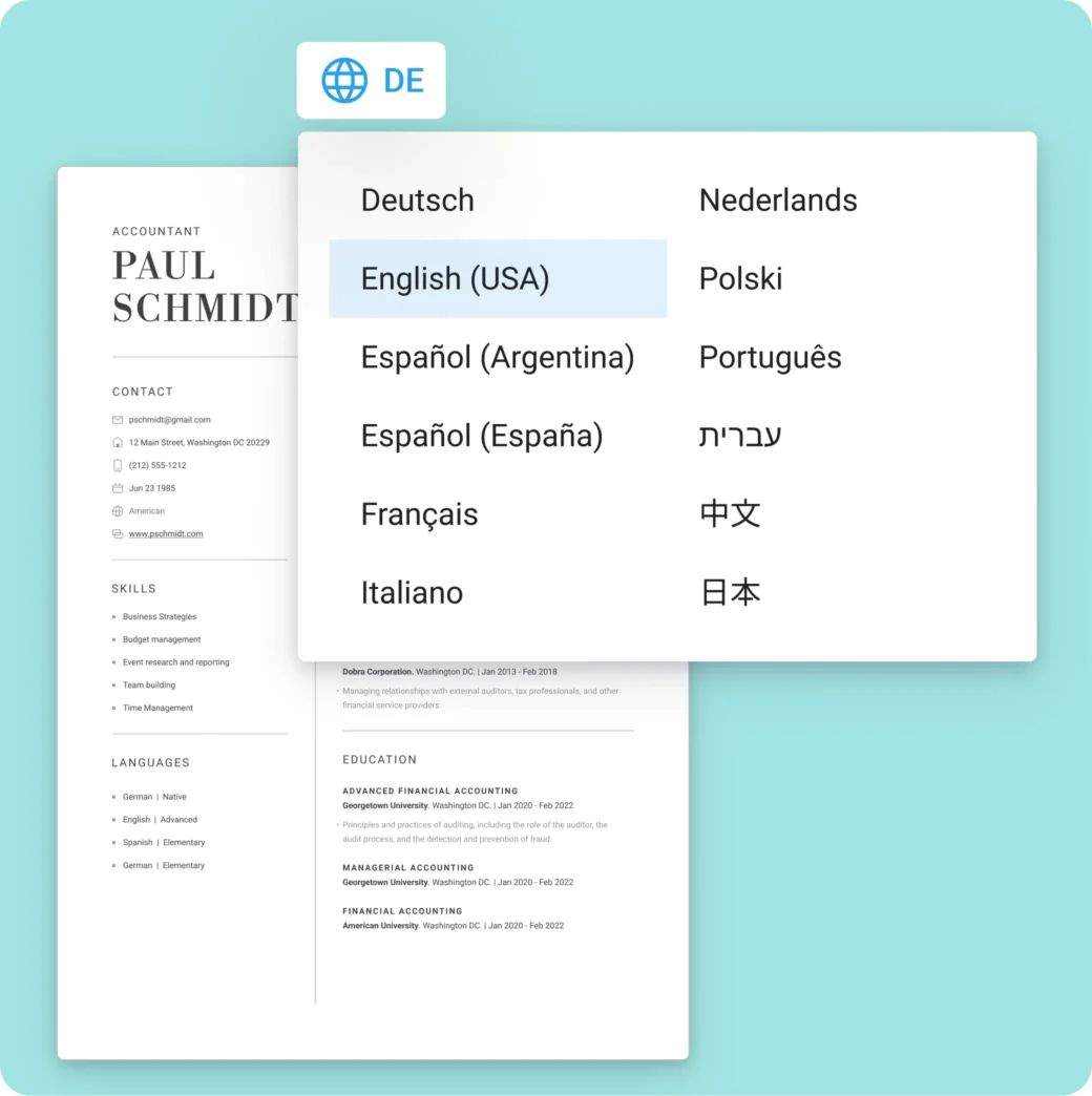 Mehrsprachiger Lebenslauf-Editor