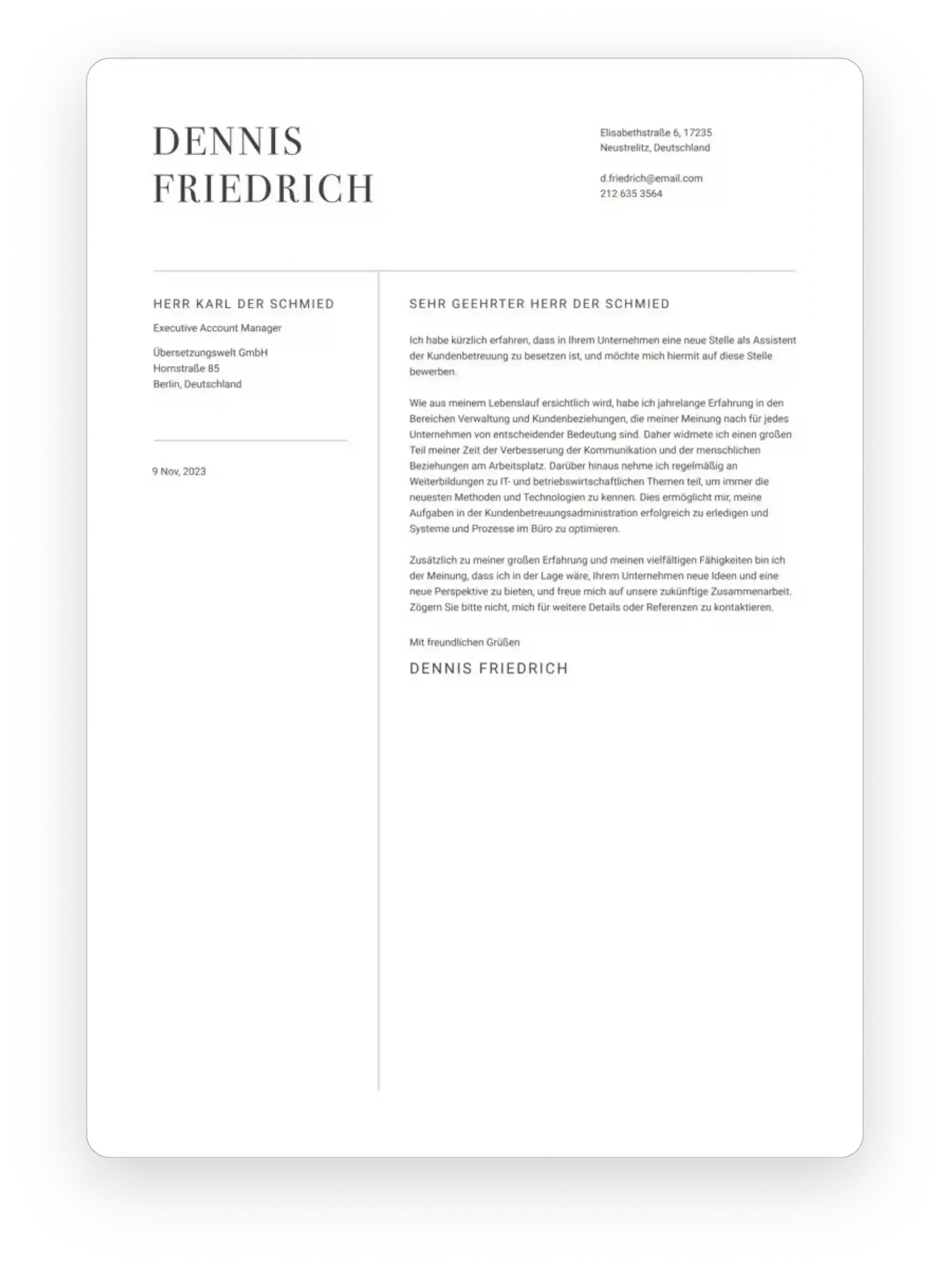 Munich Anschreiben vorlage